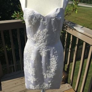 Oleg Cassini, White Beaded Formal Dress, Size 8